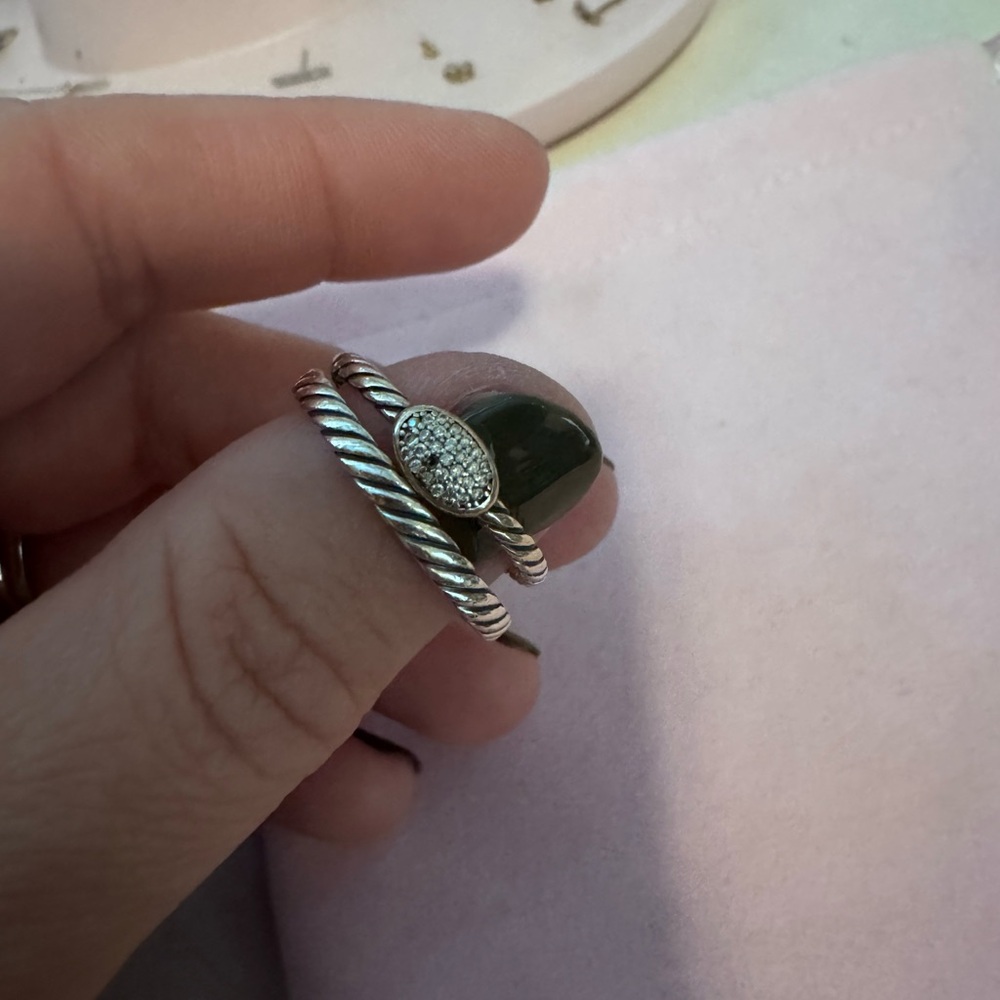David Yurman Cable classics diamond cable ring and cable band both size 8